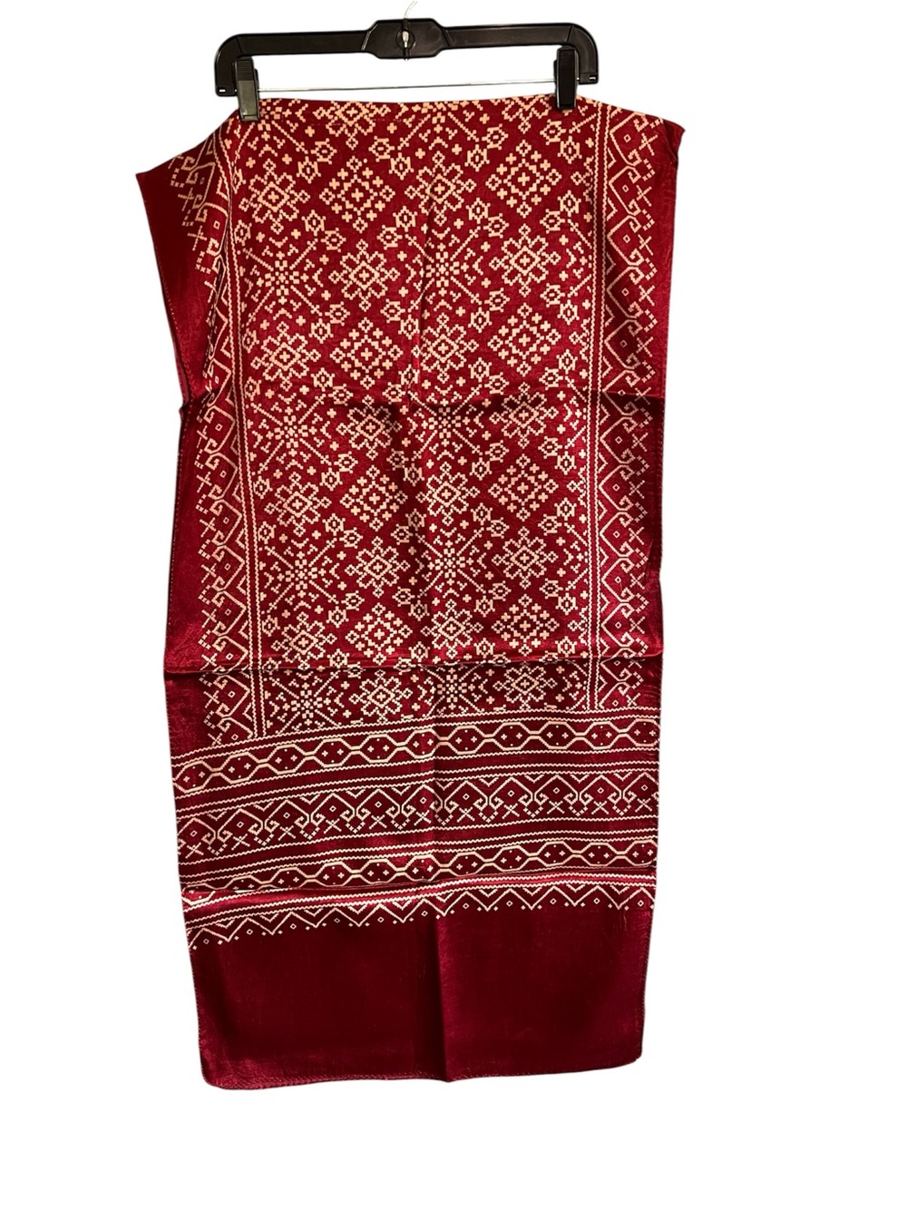 Handcrafted Ajrakh Modal Silk Maroon Scarf/Stole